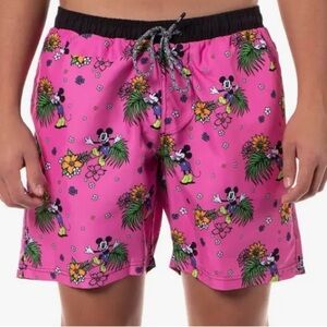 Men’s board trunk shorts tropical Mickey Mouse pink size medium 
L41